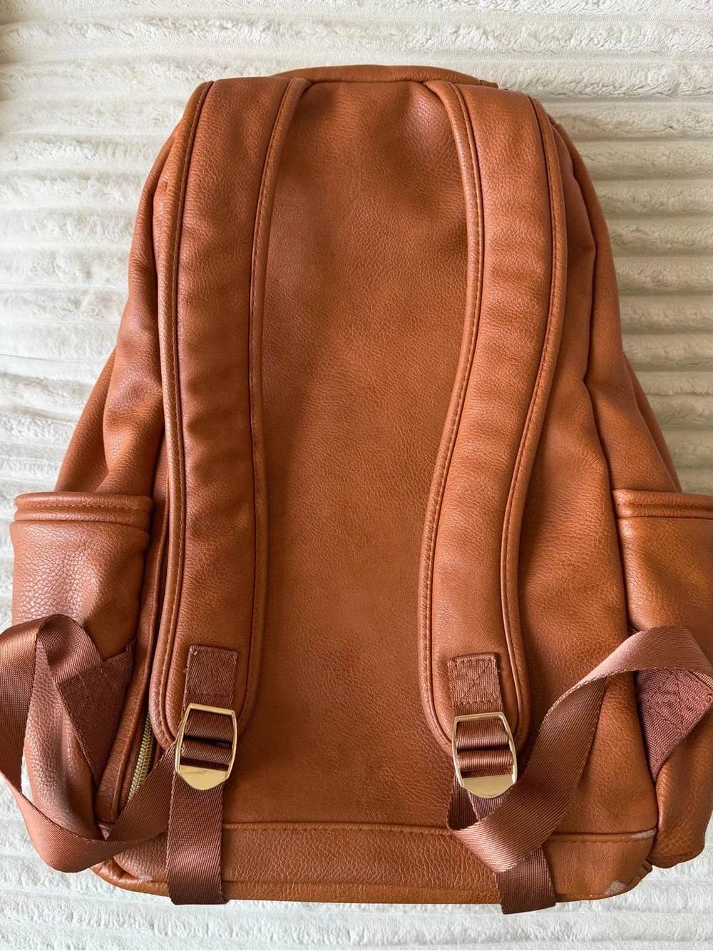 Itzy Ritzy Tan Vegan Leather Backpack Diaper Bag